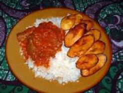 Rice & stew with plantain